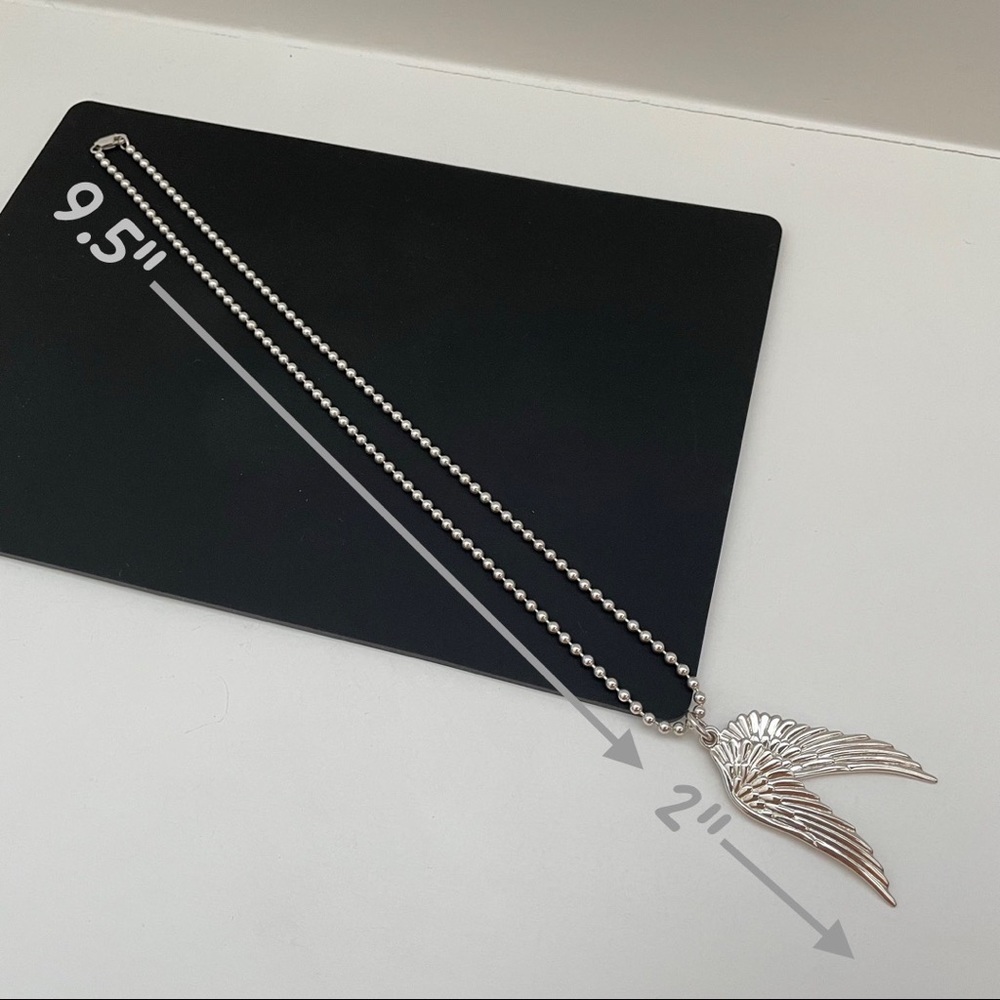 ✨𝙷𝚘𝚜𝚝 𝙿𝚒𝚌𝚔✨ GARRARD Silver Wing Double Pendants Necklace - Picture 6 of 12